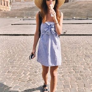 NLW Strapless Tie-front Striped Dress - Size M